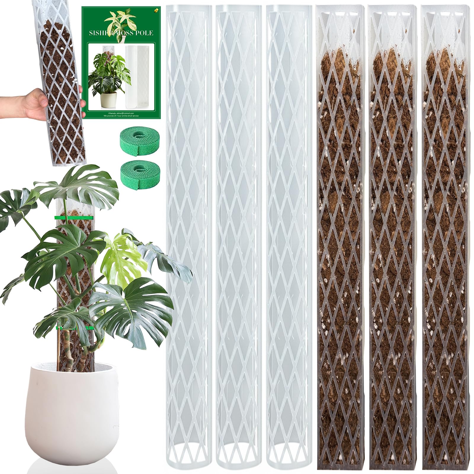 Sisher 6 Pcs Plastic Monstera Moss Pole