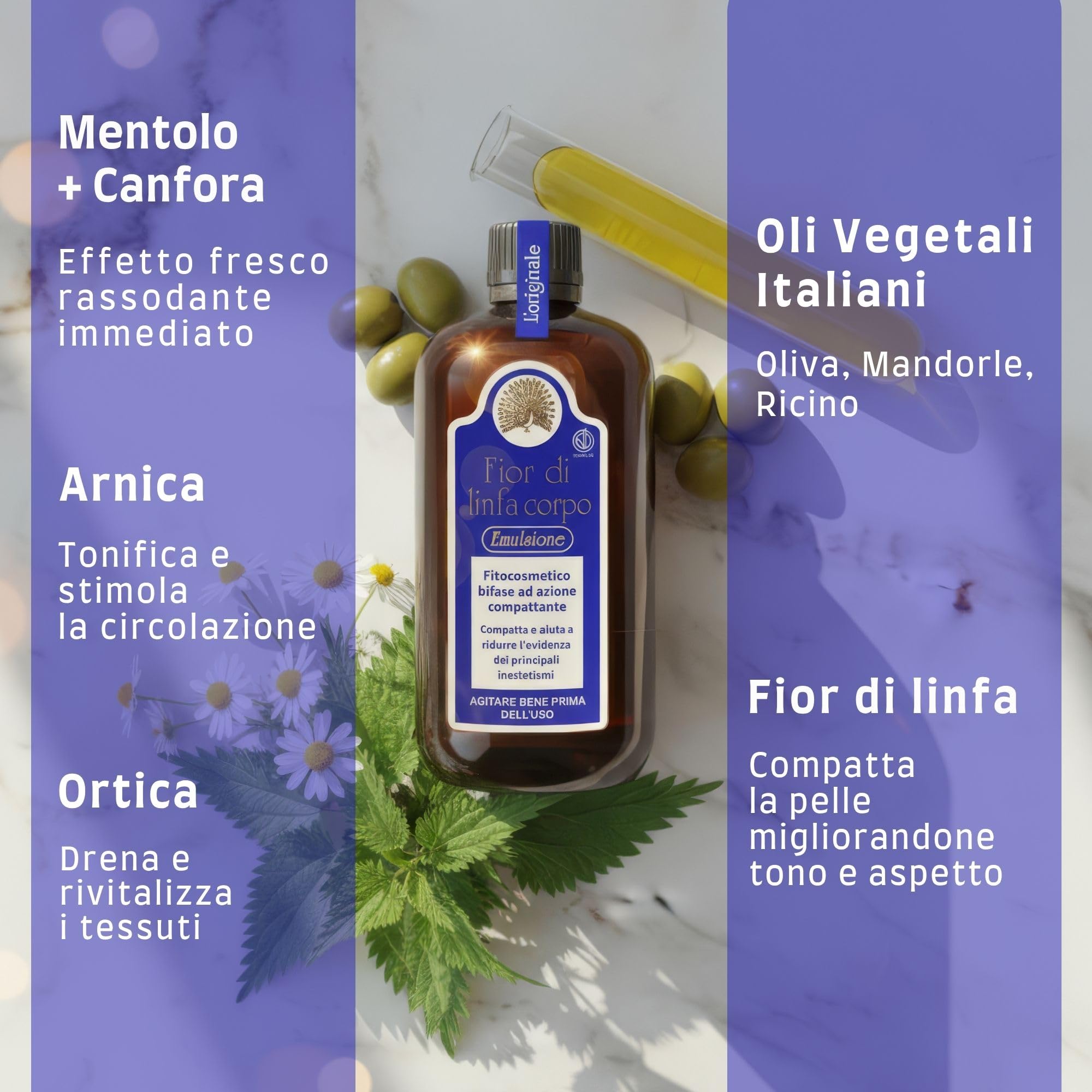 Mary Rose Fior di Linfa Corpo Emulsione Rassodante 250 ml, Tonificante e Drenante per Gambe Glutei e Addome, 100% Naturale ad Alto Assorbimento con Piante Officinali e Vitamina E, Made in Italy