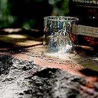 Vista 5 de Purelite Vasos pequeños iridiscentes de montaña para whisky, vodka, vino, ginebra o cócteles, vidrio de borosilicte de 5.7 onzas líquidas