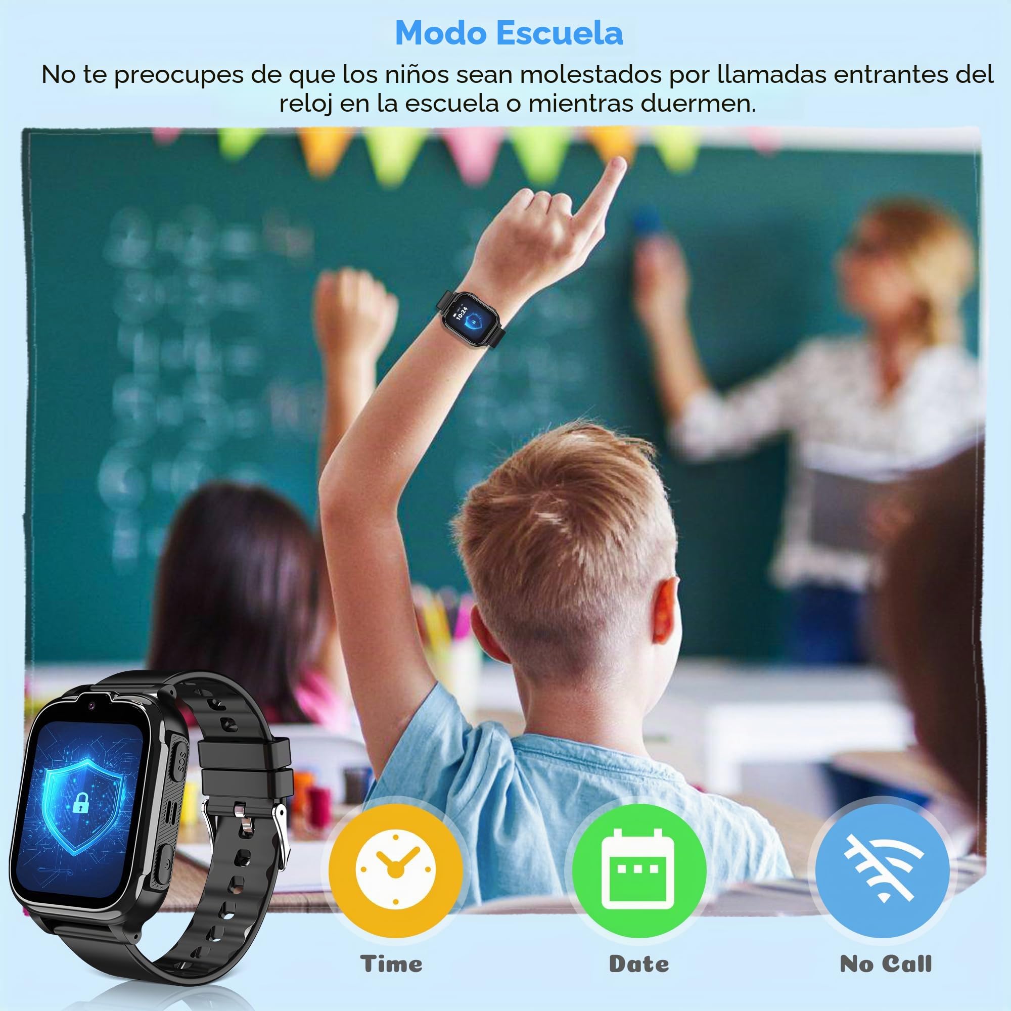 4G Reloj Inteligente Niño con GPS y Llamadas, IP68 Impermeable Smartwatch Niños Teléfono Llamadas Videollamada SOS Chat SMS Juego Despertador Modo Clase Localizador, Reloj GPS Niños Estudiante Regalo