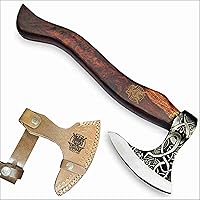 Vista 10 de SHINY CRAFTS -Hacha de camping Tomahawk Hacha barbuda vikinga hecha a mano con mango de madera de fresno, regalos vikingos para hombres con funda