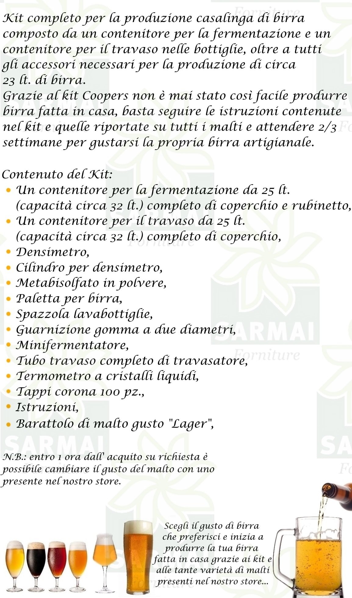 KIT LUSSO FERMENTAZIONE COOPERS PER BIRRA 2 CONTENITORI CON TRAVASATORE + MALTO