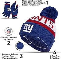 Vista 71 de Ultra Game Gorro de invierno de punto súper suave oficial de la NFL con guantes extra cálidos para pantalla táctil