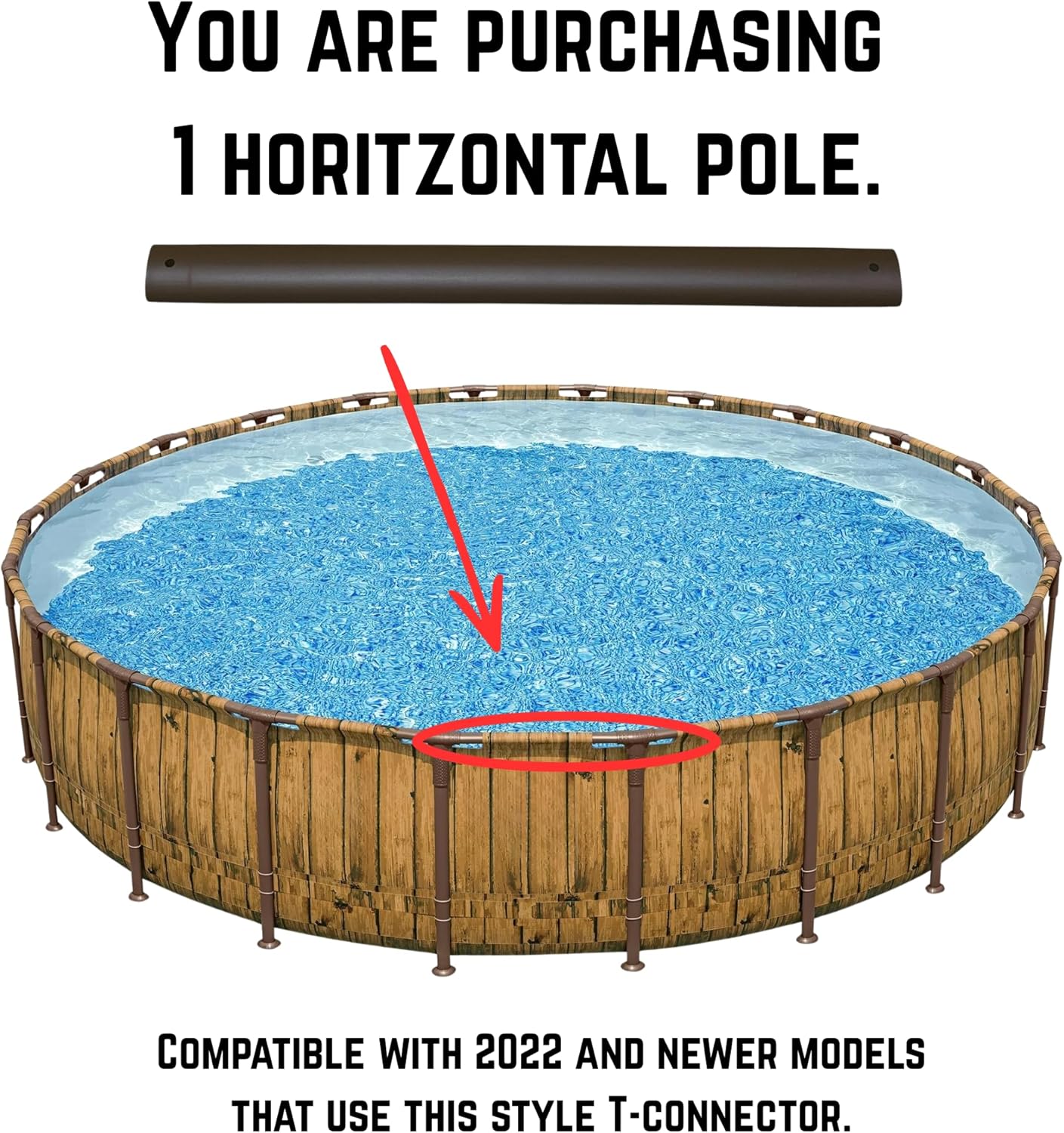 Replacement Horizontal Pool Leg, Pole & Frame Support Bar Brown Compatible with Bestway & Coleman Power Steel 22ft x 52in and 24ft x 52in Above Ground Swimming Pools (Fits 2022+ Models)