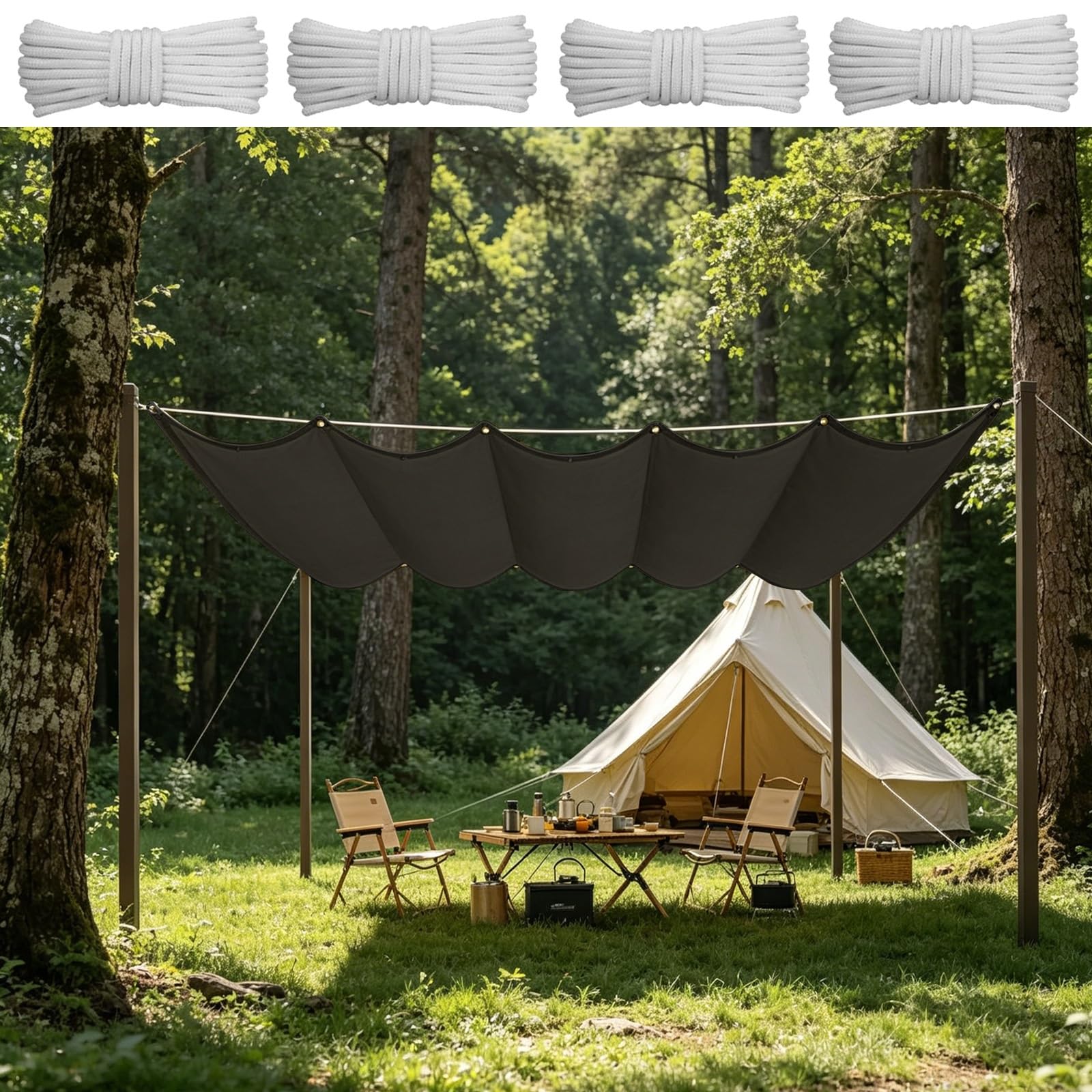 Wodoodporny Żagiel Ogrodowy 80 x 400 cm Wodoodporny Poliester Pes Z Blokadą UV 95% Żagiel Przeciwsłoneczny Premium Prostokątny Na Zewnątrz Ogród Patio Na Imprezę, Ciemny szary