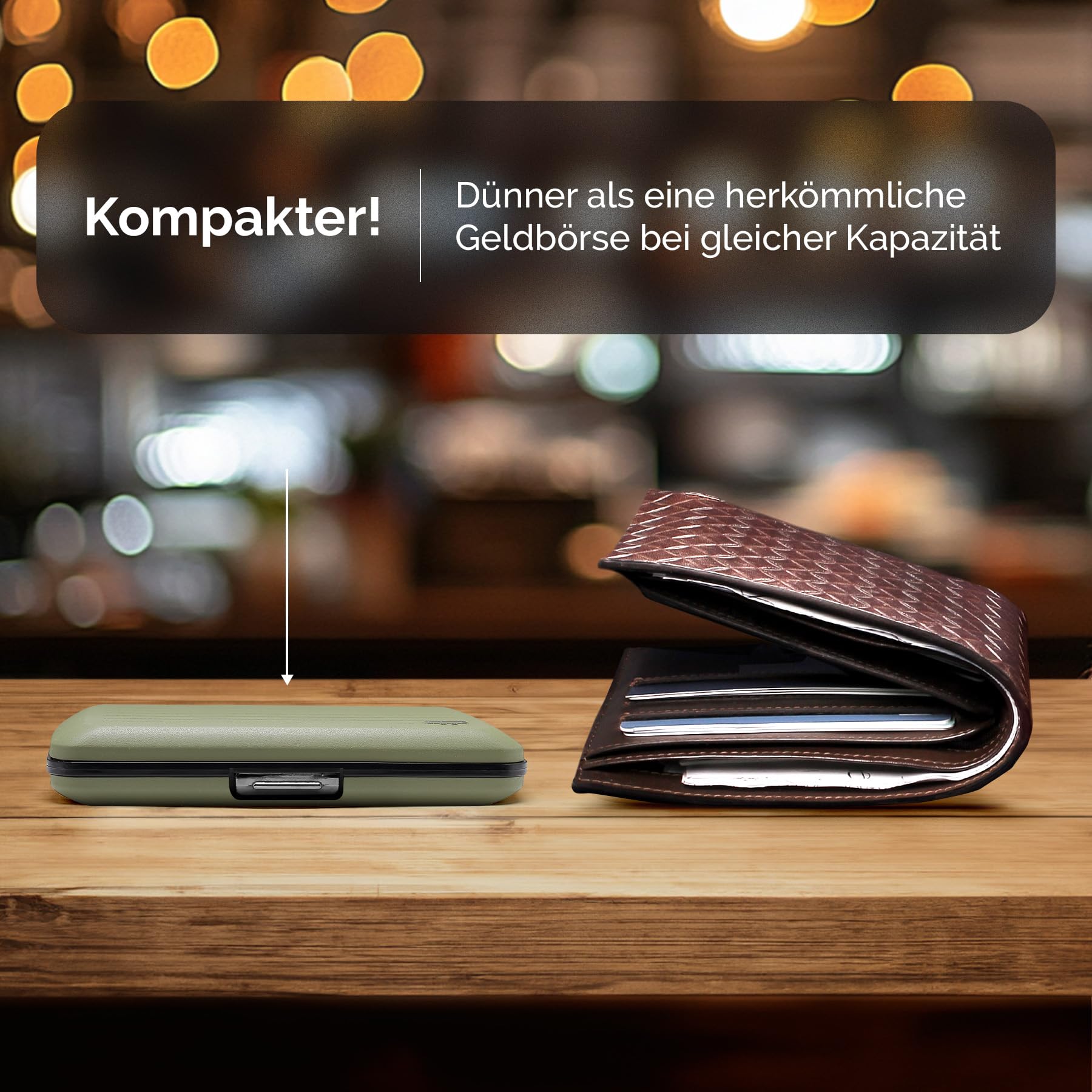 Aluminium-Geldbörse mit großem Fassungsvermögen. Modell: OSLO LARGE | Verstecktes Fach für Geldscheine, Ausweis & Führerschein. RFID-Schutz. Sofortiger Kartenzugriff.