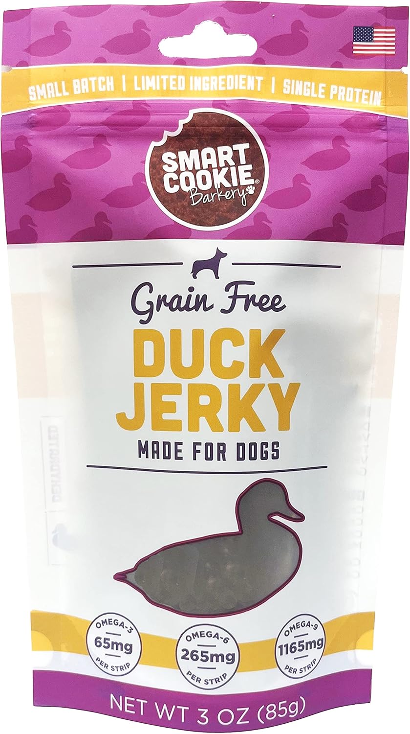 Smart Cookie Duck Jerky Dog Treats with Flax Seed, Omega Oils Hypoallergenic
