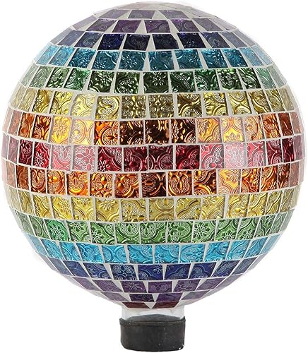 Lily's Home Bola colorida de mosaico de vidrio, diseñada con un impresionante patrón de mosaico holográfico arcoíris para traer color a cualquier