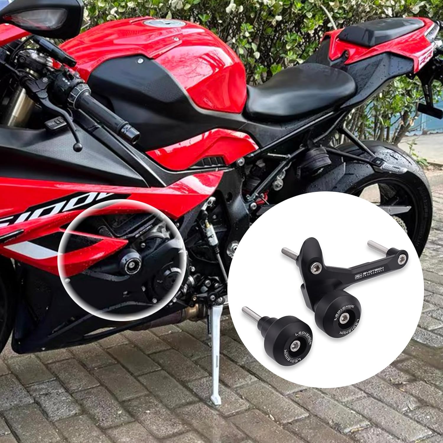 motokano Motorcycle Frame Sliders Crash Protector Compatible with B-MW S1000RR （2023-2024）Engine Fairing Guard Shield Falling Protection S 1000 RR 1000RR S1000 RR Accessories, S1000RR-HK