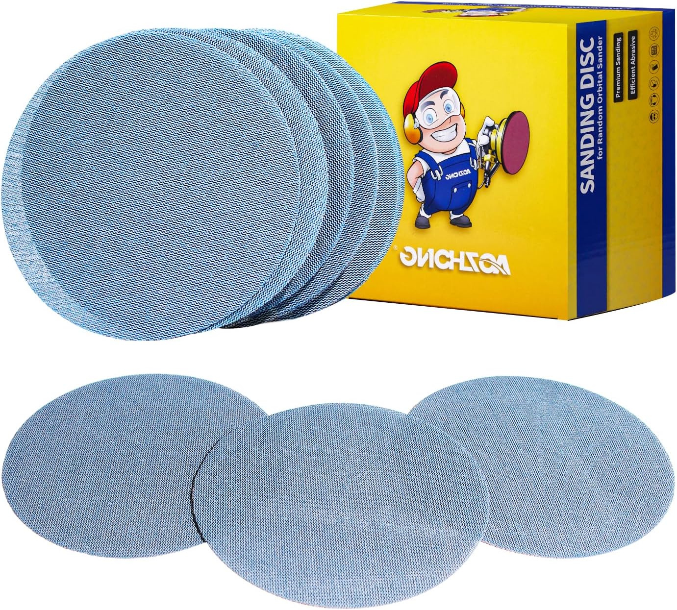 5 inch Mesh Abrasive Sanding Discs 80 grit, 50pcs Ceramic Dust-Free Sandpaper, Hook and Loop Sanding Disc, Net Disc for Metal, Wood, Composites, Plaster and Filler Sanding, and Fine Finishing