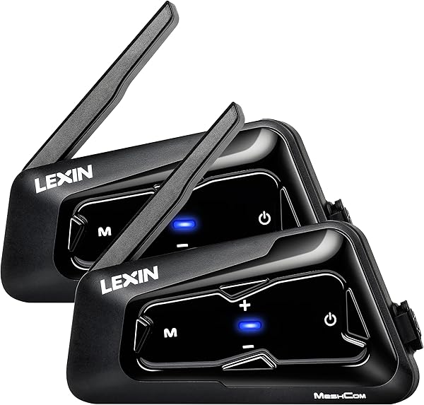 LEXIN MeshCom Bluetooth Headset für Motorrad, Helm Mesh Kommunikationssystem, CVC und DSP Geräuschunterdrückung, Audio-Multitasking Funktion, IP67 Wasserdicht, Doppelpack