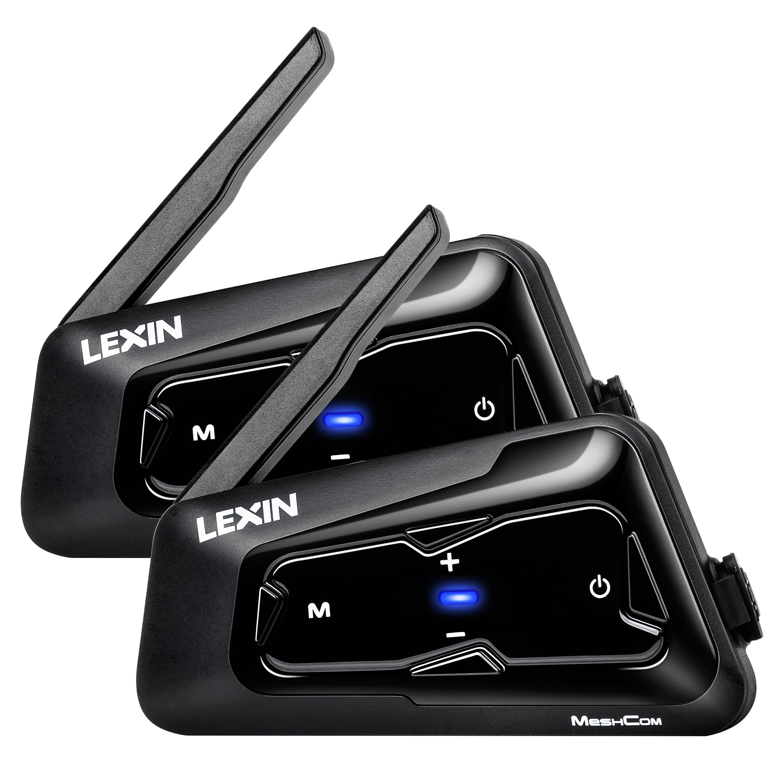 LEXIN MeshCom Interfono Moto - Bluetooth 5.0 Interfono per Casco con Condivisione Musica, Multitasking Audio, IP67,Mesh 3.0 Sistema di Comunicazione per 24 Motociclisti, Batteria da 1100mAh, Doppio