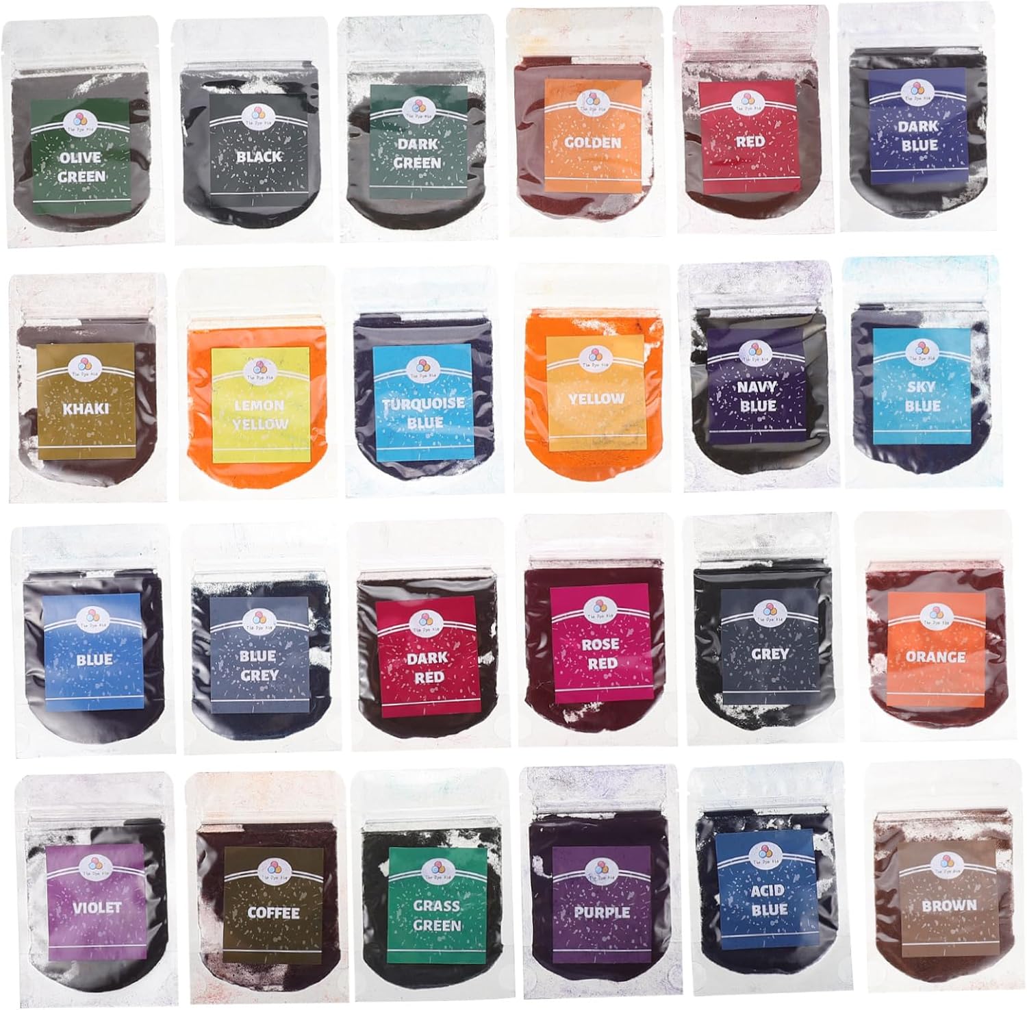 TEHAUX Color Permanent Tie Dye Powder for Fabric Dyeing Vibrant Non Fading Clothes Dye Powder Kit for Adults DIY Parties and Halloween Crafts Each Bag
