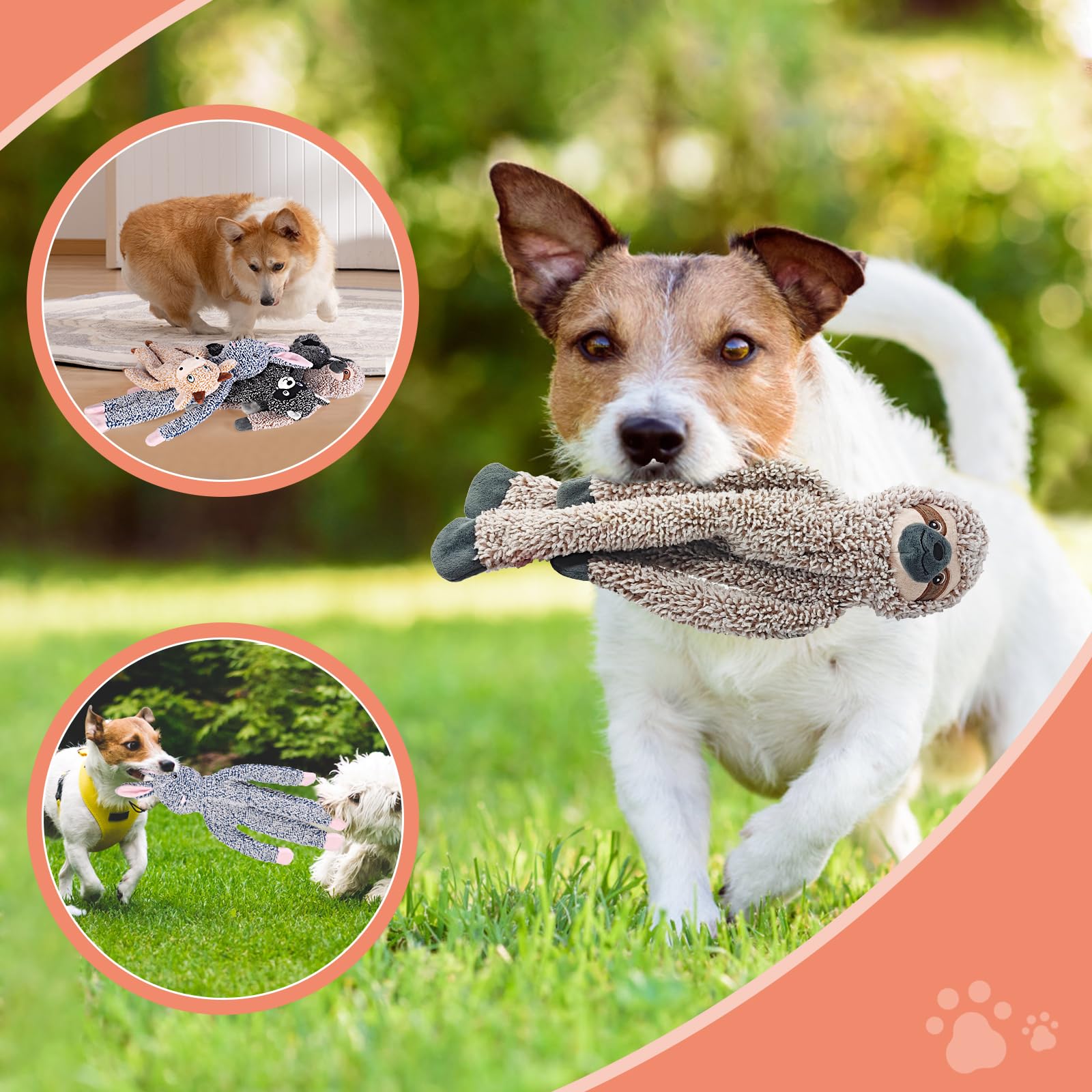BUYPOW Hundespielzeug für große Hunde, quietschend, mittelgroß und klein, 5 Stück