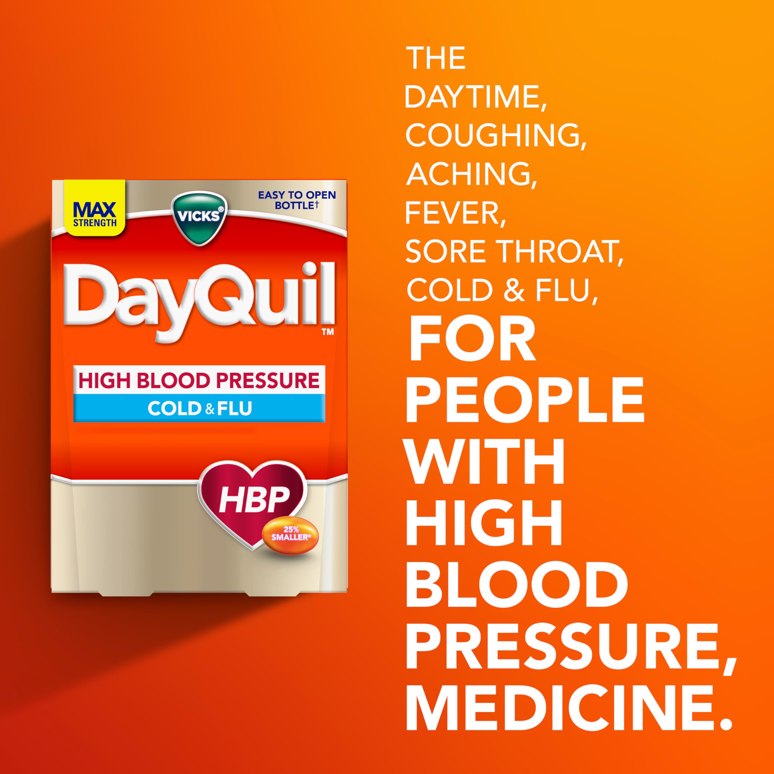 VICKS DayQuil & NyQuil High Blood Pressure Cold & Flu Relief Liquicap 48ct Co-Pack, Powerful Multi Symptom Daytime & Nighttime Medicine for Cold, Cough, and Flu Symptoms, 24ct DayQuil, 24ct NyQuil — Amazon image 4