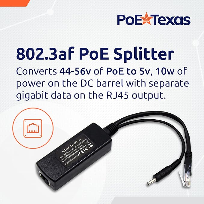 Divisor PoE 802.3af, 5 V 10 W para cámaras y tabletas | Convertidor PoE para dispositivos no PoE como Foscam, Sonoff y Dropcam miniatura 2