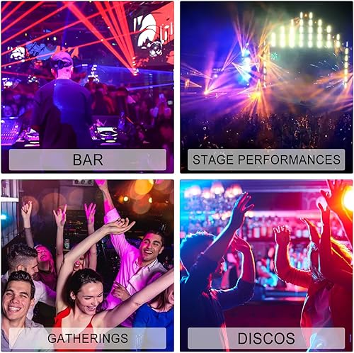 Vista 6 de Luz láser de cabeza móvil, luces láser DJ 12LEDs 150W RGBW Beam Light,Controlador DMX con 16CH/64CH y sonido activado para fiesta