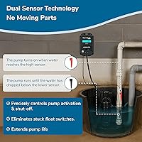 Vista 3 de HC6000-PRO Interruptor de flotador de bomba de sumidero inteligente y monitor de rendimiento con seguimiento de datos, pantalla LCD información