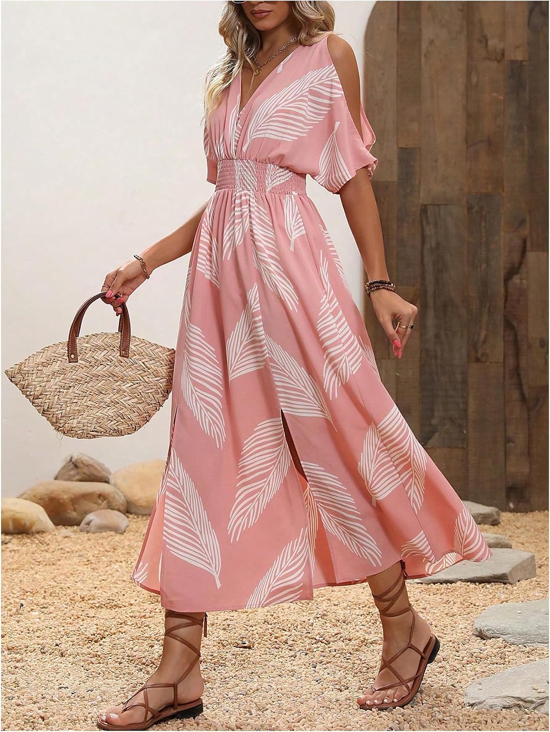 Verdusa Women's Vacation Beach Dress Hawaiian Cold Shoulder Dresses Tropical Maxi Sundress Summer Cruise Outfits 2026 thumbnail