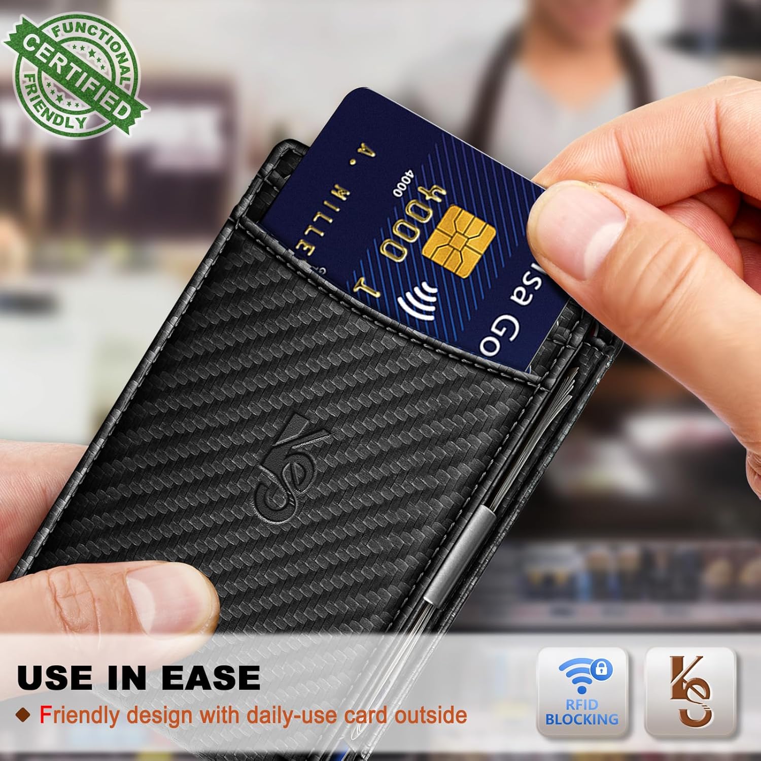 Mens Wallet For Airtag or Standard Use,KEMISANT Slim Front Pocket Wallet for Gift Men 11 Cards RFID Blocking - Image 7