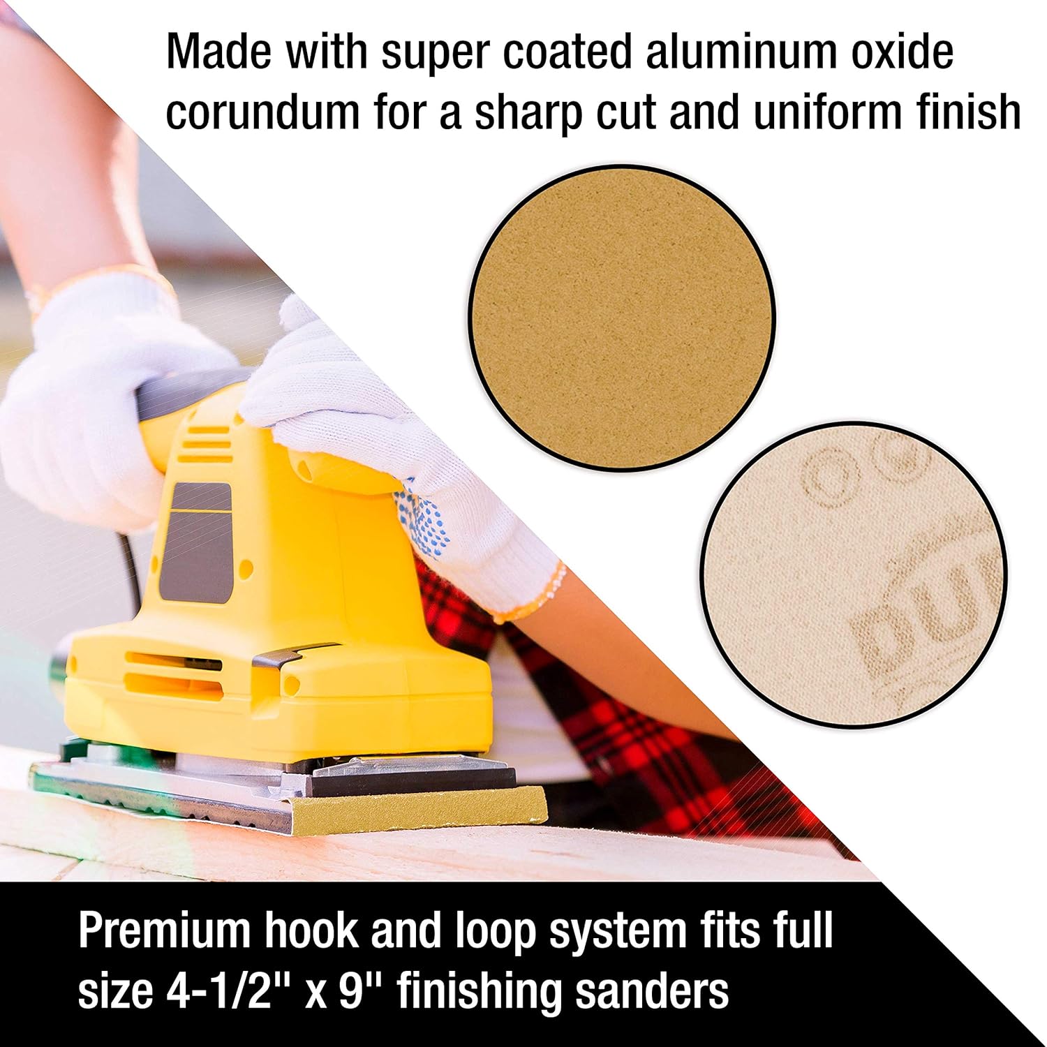 Dura-Gold Premium Sandpaper - 120 Grit - 1/2 Sheet Size Wood Workers Gold, 4-1/2" x 11" with Hook & Loop Backing - Box of 16 Sheets - Hand Sand, Block Sanding, Use on Sander Tools - Woodworking, Auto - - 