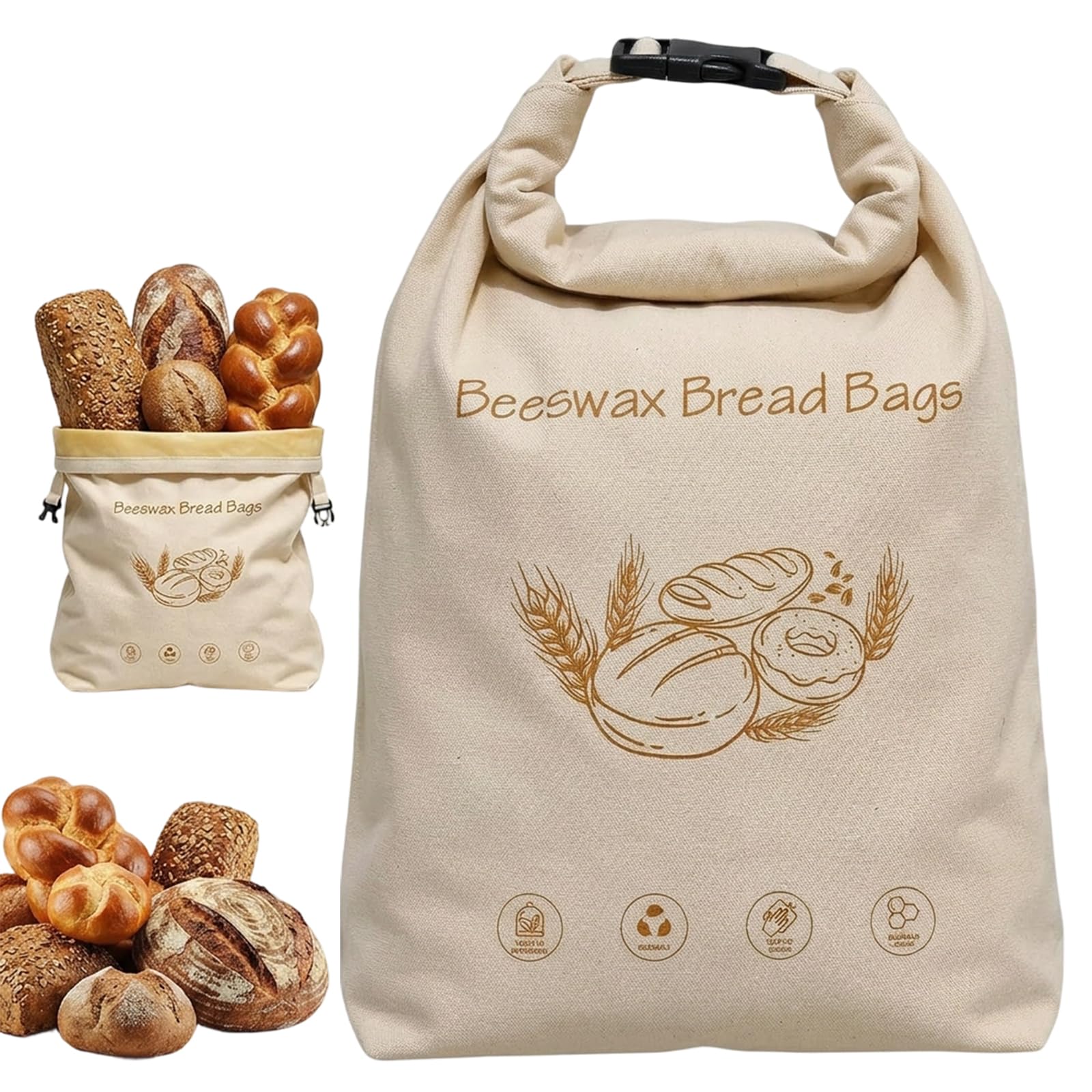 Reusable Beeswax Bread Bag, 17X13 Inch Wax Bread Bag, Linen Loafguard, Bees Wax Bread Storage Freezer Safe for Homemade Sourdough Storage ﻿