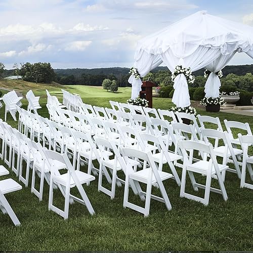 Miniatura 2 de Silla plegable de resina blanca con cojín y respaldo, capacidad de peso de 700 libras, silla para eventos, silla plegable ligera para interiores y