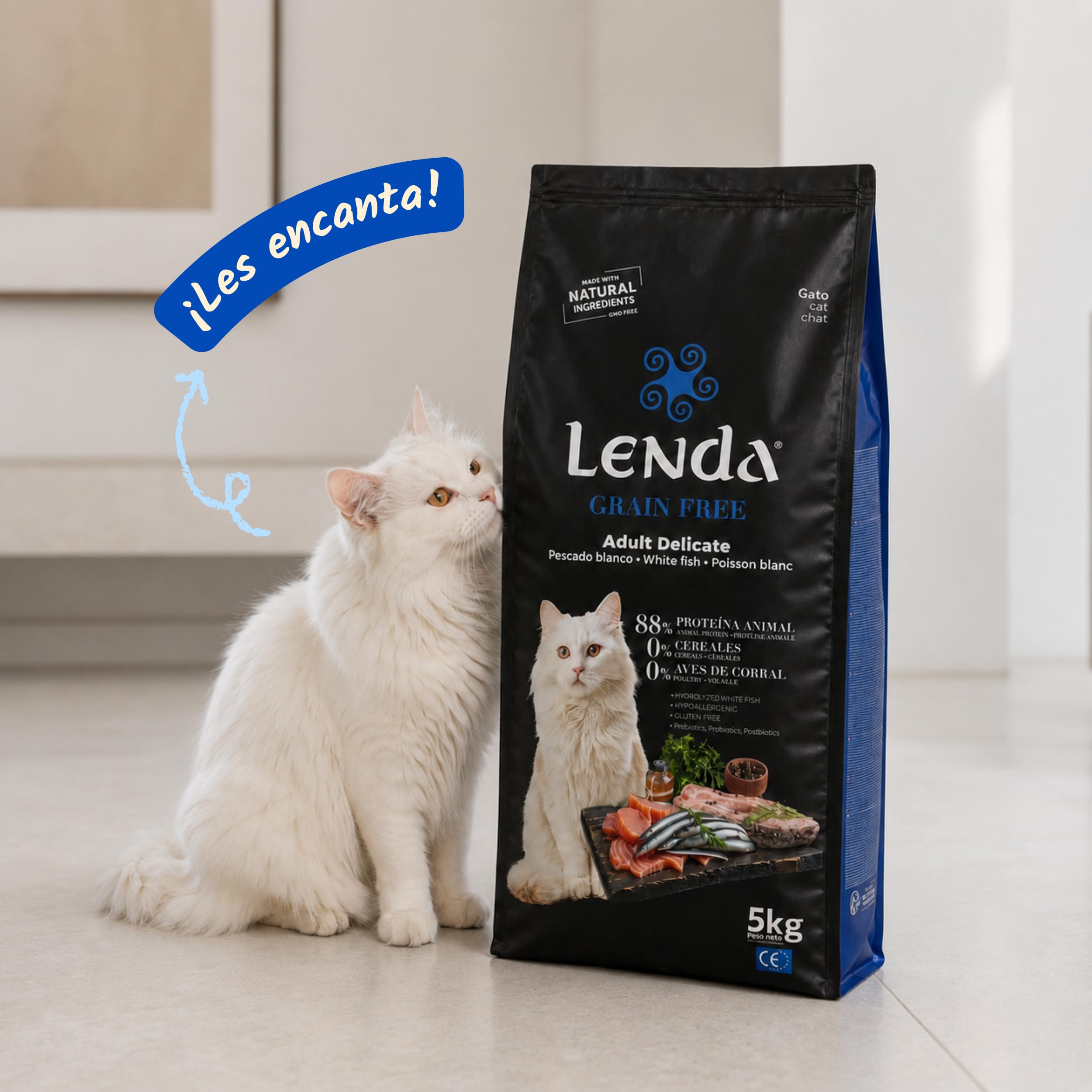 Lenda Grain Free Kot Adult Ryba Delicate 5 kg – Bezzbożowa karma sucha dla dorosłych kotów z rybą – Hipoalergiczna – 1 szt.