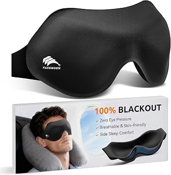 Eye Masks for Sleep Light Blocking Lightweight 3D Contoured Sleep Mask for Men - Zero Pressure Blindfold Airplane Travel Essentials - Perfect for Night Shift Meditation College Dorm Black