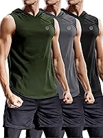 Vista 8 de Neleus - Camiseta sin mangas deportiva Dry Fit para correr con capucha