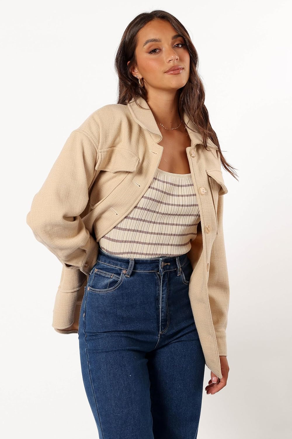 Petal & Pup Women's Arlow Tie Front Shacket