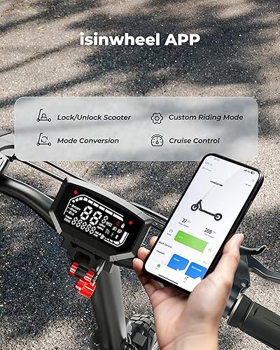 Miniatura 7 de isinwheel Scooter eléctrico GT1GT2 para adultos, velocidad máxima de 28 MPH, rango de 2837 millas, motor de 8001000 W, carga de 330 libras, scooter