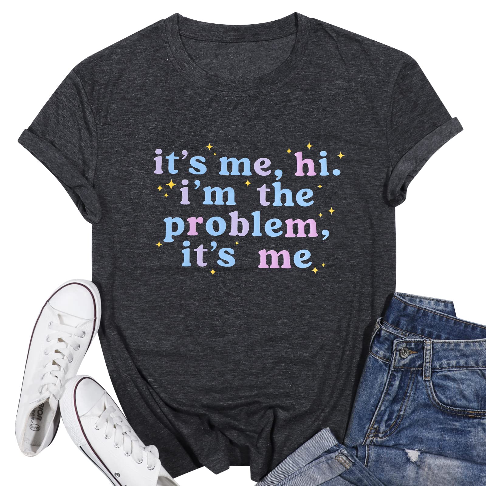 MYHALFIt's Me Hi I'm The Problem It's Me Shirt for Women Country Music Shirt Concert Tshirts Short Sleeve Fans Gift Tee Top