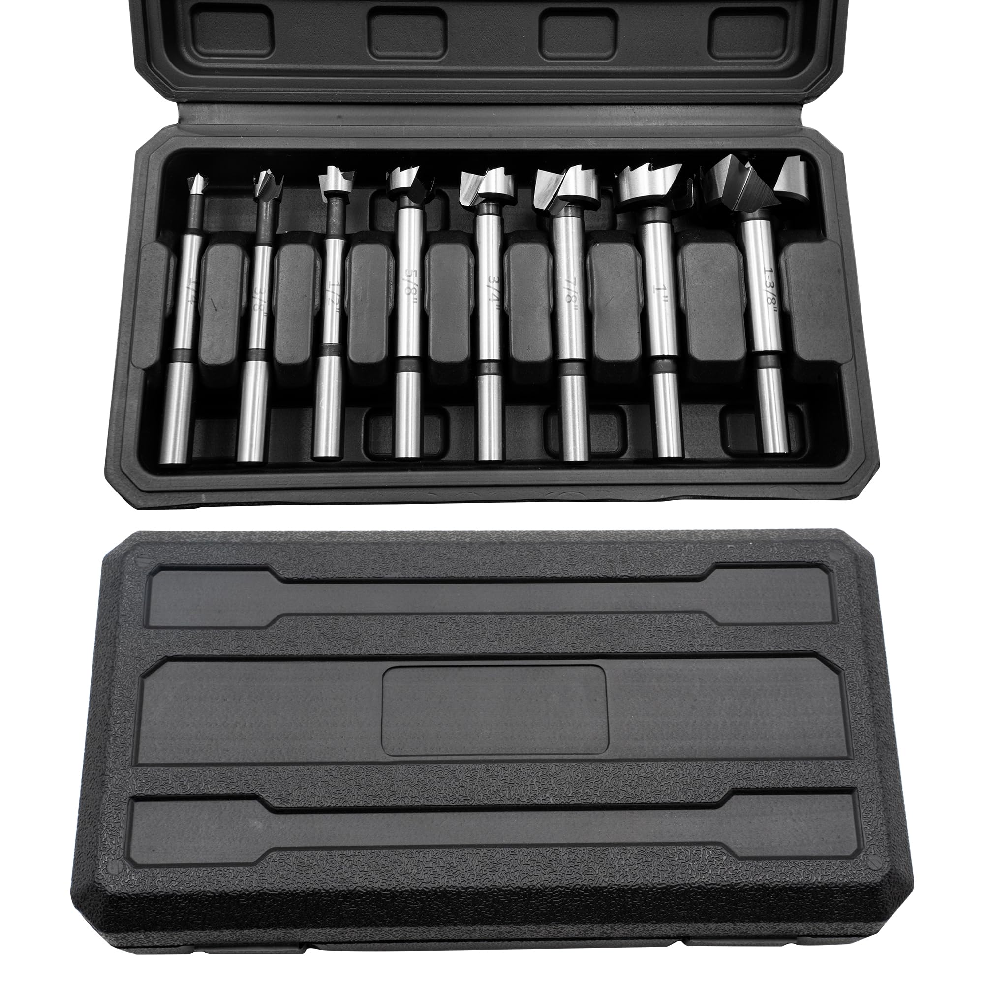 Juego de 8 brocas Forstner, kit de cortador de agujeros de madera de vástago redondo para madera dura, madera blanda, madera contrachapada y plástico