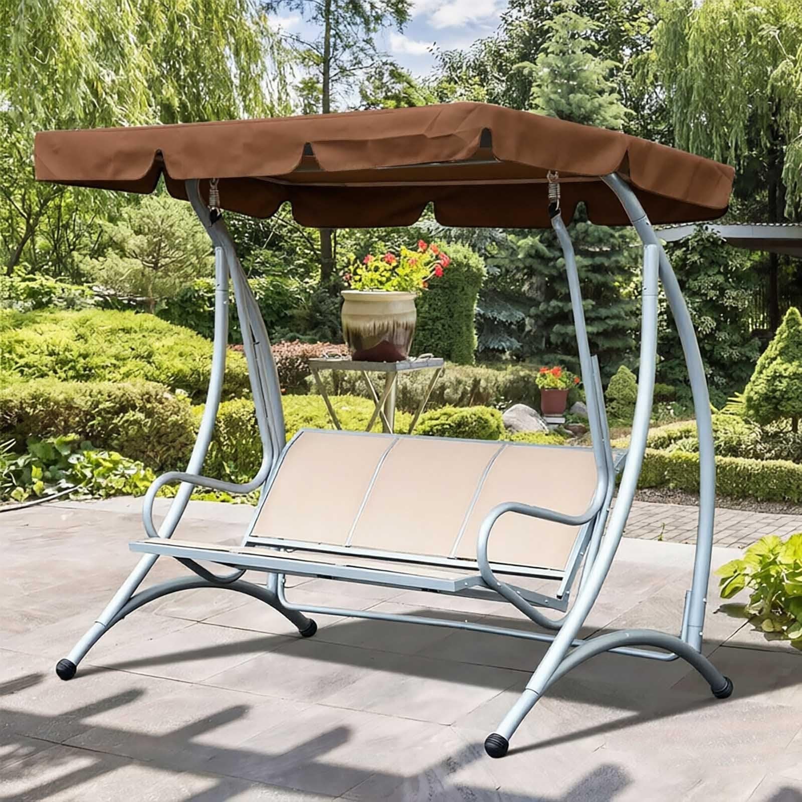 Ersatz-Schaukelüberdachung, Veranda-Sonnenschutz, Ersatz-Abdeckung für Gartenhängematte, UV-Schutz, für Veranda, Garten, 2–3-Sitzer-Schaukel (braun, 210,1 x 144,8 cm)