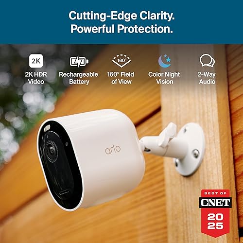 Miniatura 5 de Arlo Cámara de seguridad Pro 2K HDR (6 generación, versión 2025) - Cámara inalámbrica para exteriores, batería recargable extraíble, subtítulos para