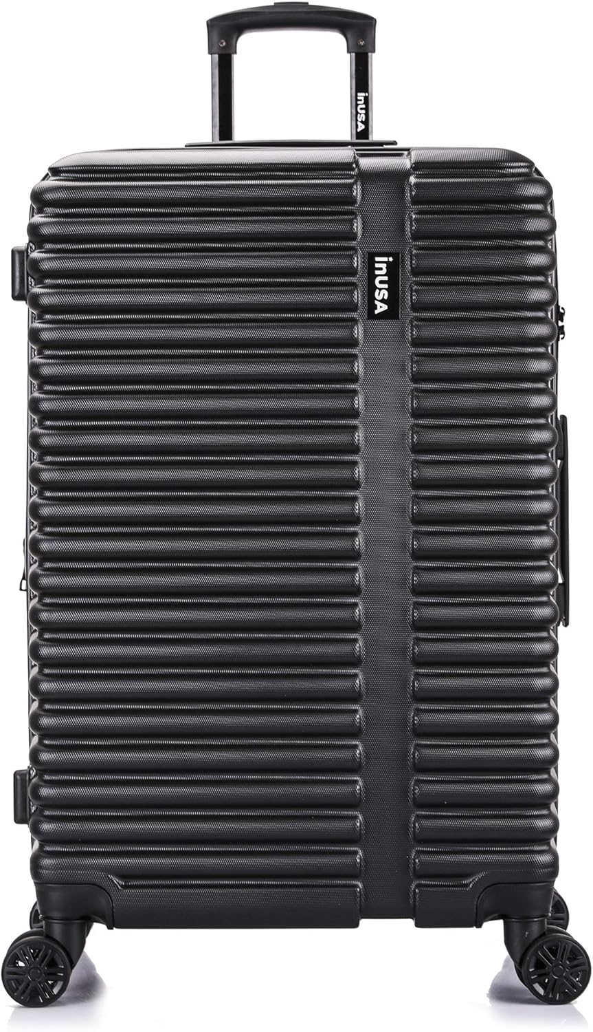 InUSA ALLY Travel Suitcase with Spinner Wheels | Lightweight Ergonomic Luggage Handles and TSA Lock Spacious Traveling Suitcases | 28 Inch Hardside Large Luggage | Black