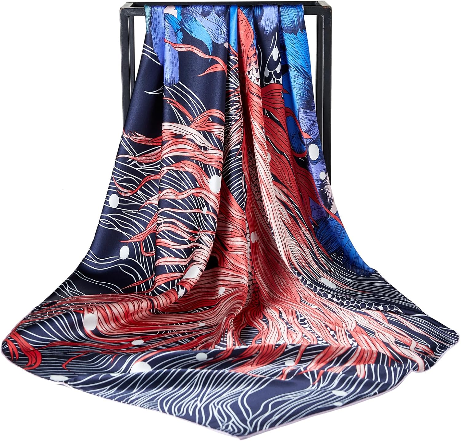 43" Large Square Silk Head Scarf Stain Bandanas for Women 100% Silk Scarf for Hair Wrapping at Night