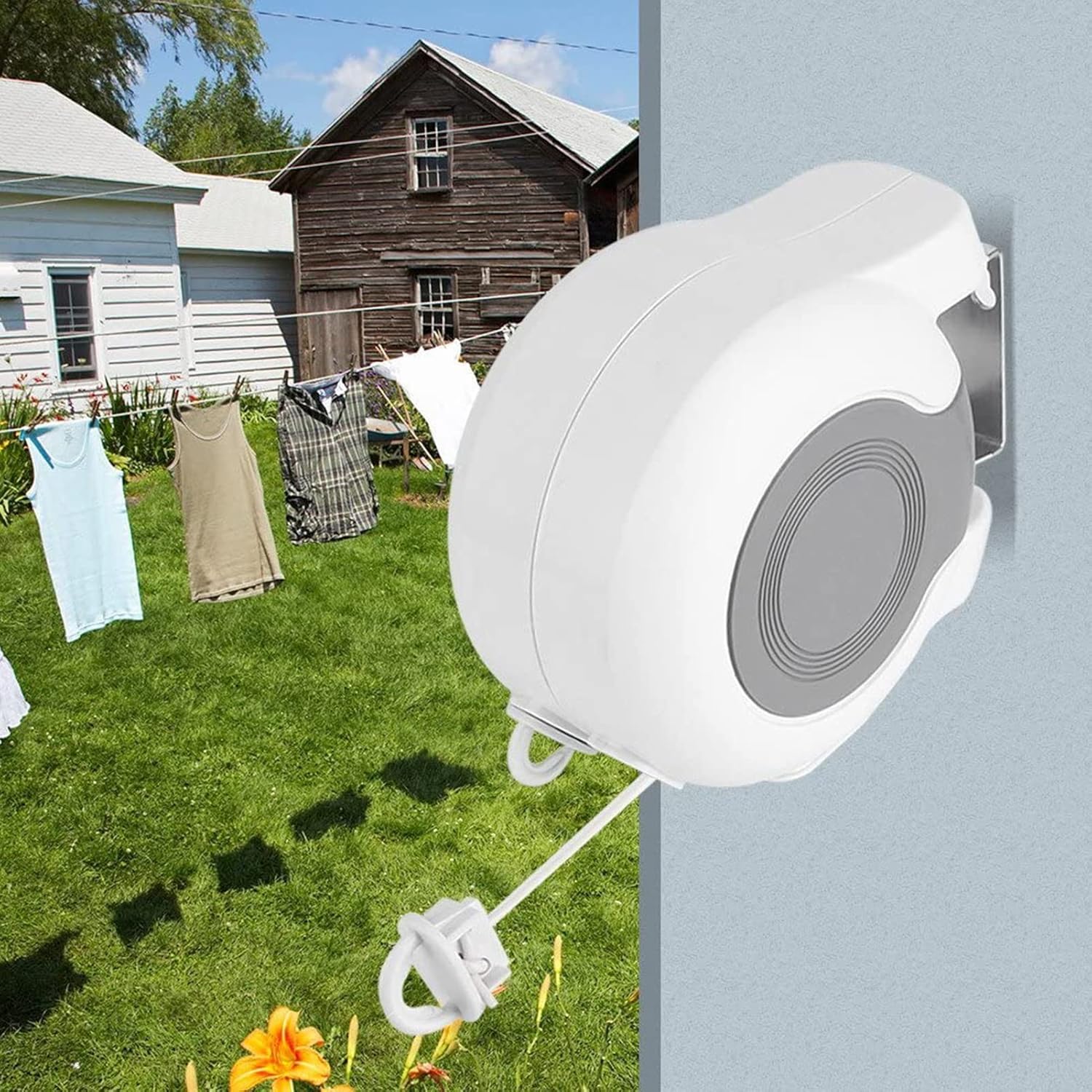 Haofy Retractable Clothesline Wall Mounted Double Drying Line 26m Total Space Saving Indoor Outdoor Laundry Rack with Wall Fixings for Balcony Garden