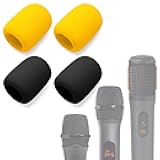 Foam Mic Cover Compatible with JBL PartyBox Wireless Mic Microphones, Wireless Two Microphone System, PartyBox Mic 100, Karaoke Microphone Sponge Windscreen Pop Filter 4-Pack (Yellow Black)