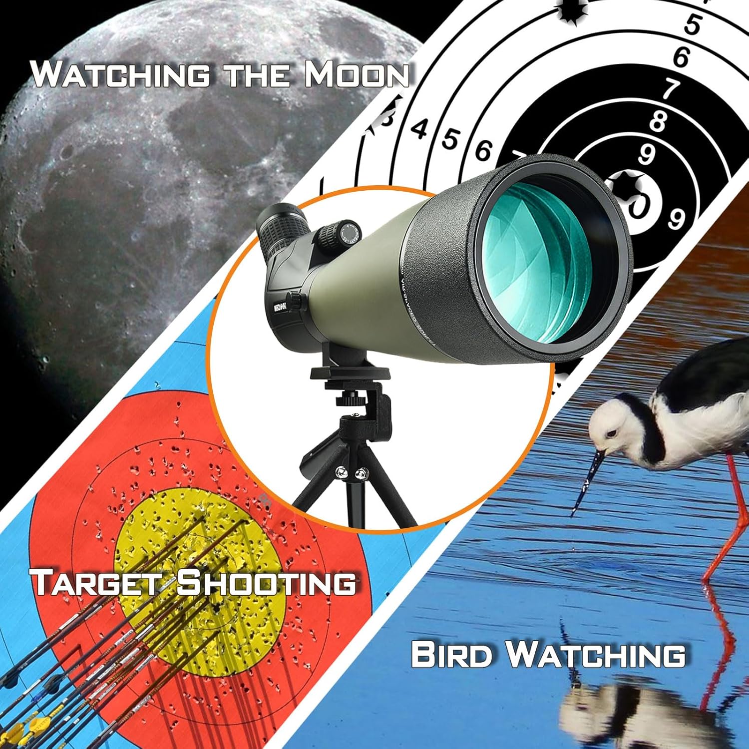 25-75X80 Spotting Scopes, HD Spotter Scope for Target Shooting, BAK4 Prism with Tripod, Smartphone Adapter, Waterproof Spotting Scope for Bird Watching Hunting Wildlife Viewing