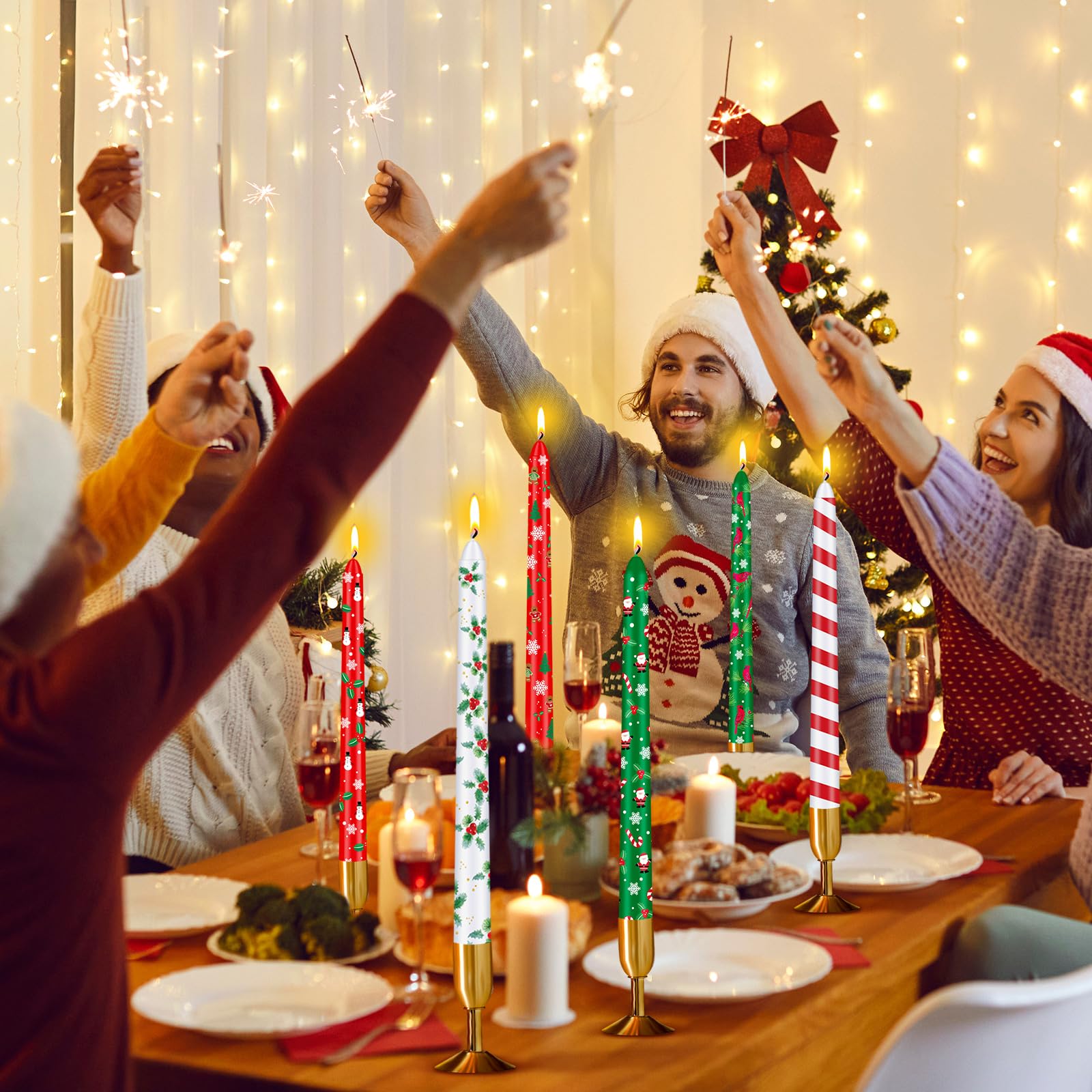 Snapklik.com : Conelist 12 Pcs Christmas Taper Candles 10" Long Taper
