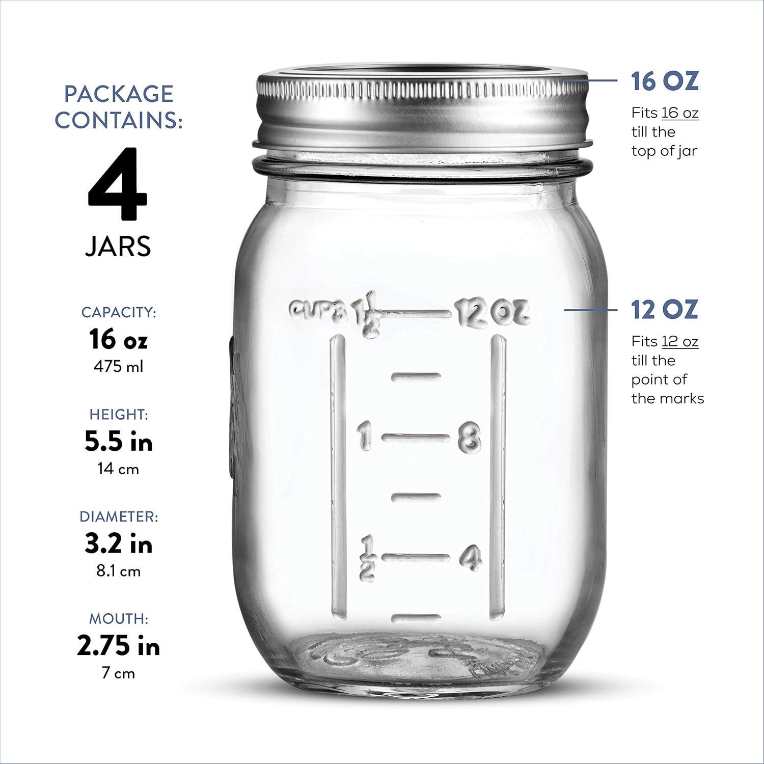 Paksh Novelty Mason Jars - Food Storage Container - 4-Pack Regular Mouth Glass Jars- Airtight Container for Pickling, Canning, Candles, Home Decor, Overnight Oats, Fruit Preserves, Jam or Jelly image 2