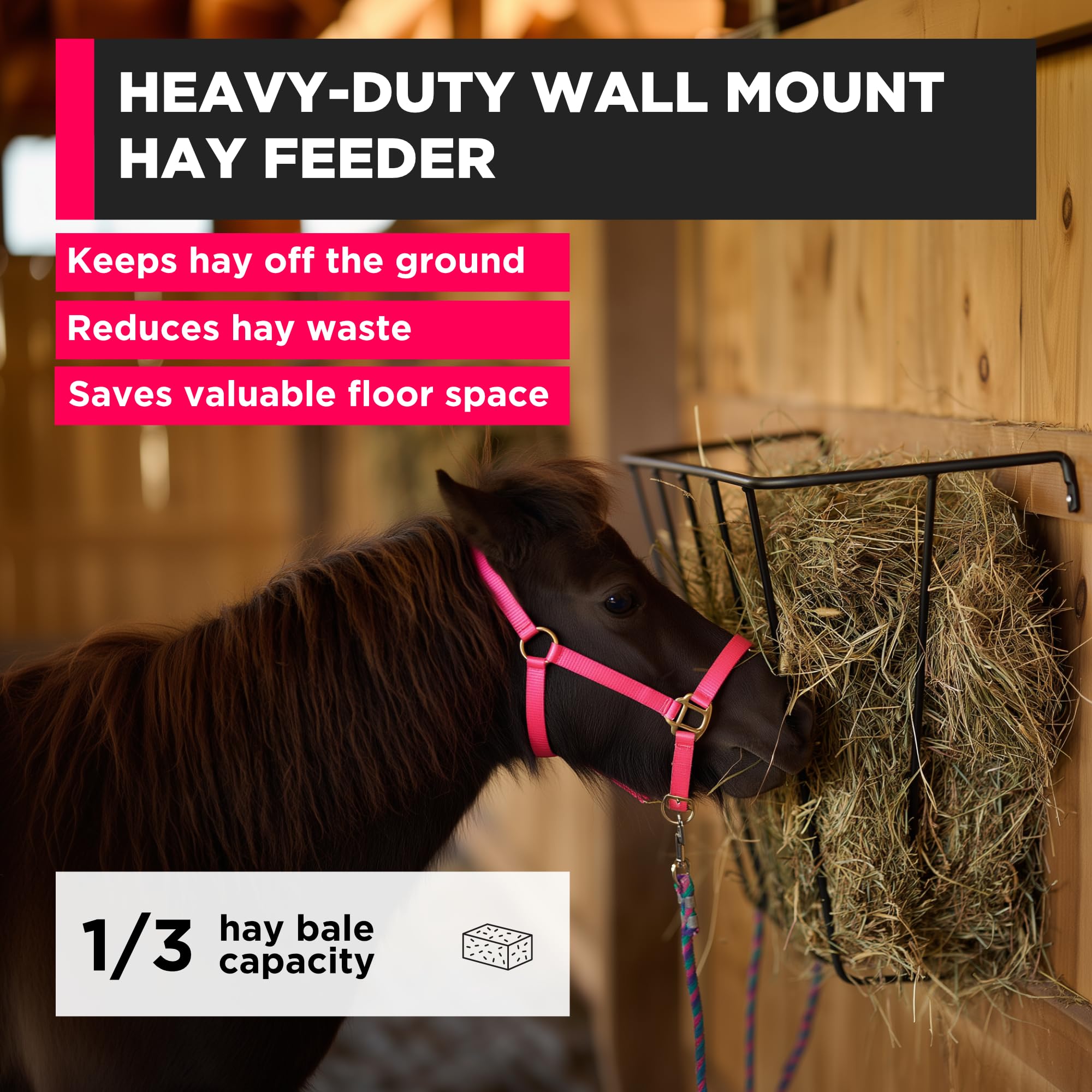 Scenic Road Wall Mount Hay Feeder for Horses, Goats, Sheep & Livestock – Heavy Duty Steel Hay Holder, Wall Mount Rack, Pig Hay Feeder, Easy to Install, 25" H x 36" W x 12" D (Model SLW844) - image 2