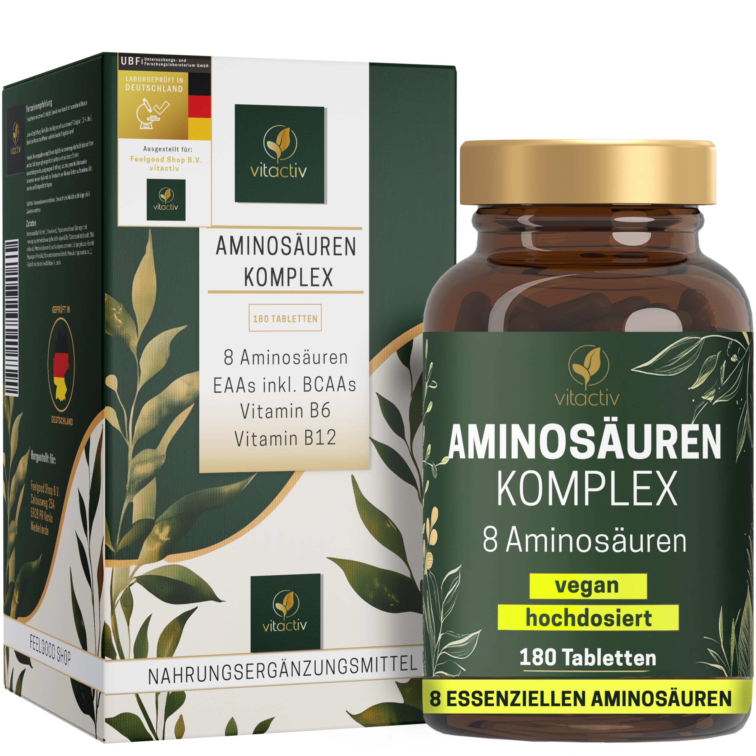 VITACTIV Aminosäuren-Komplex | Hochdosierte Aminosäuren-Tabletten (180 Stück)