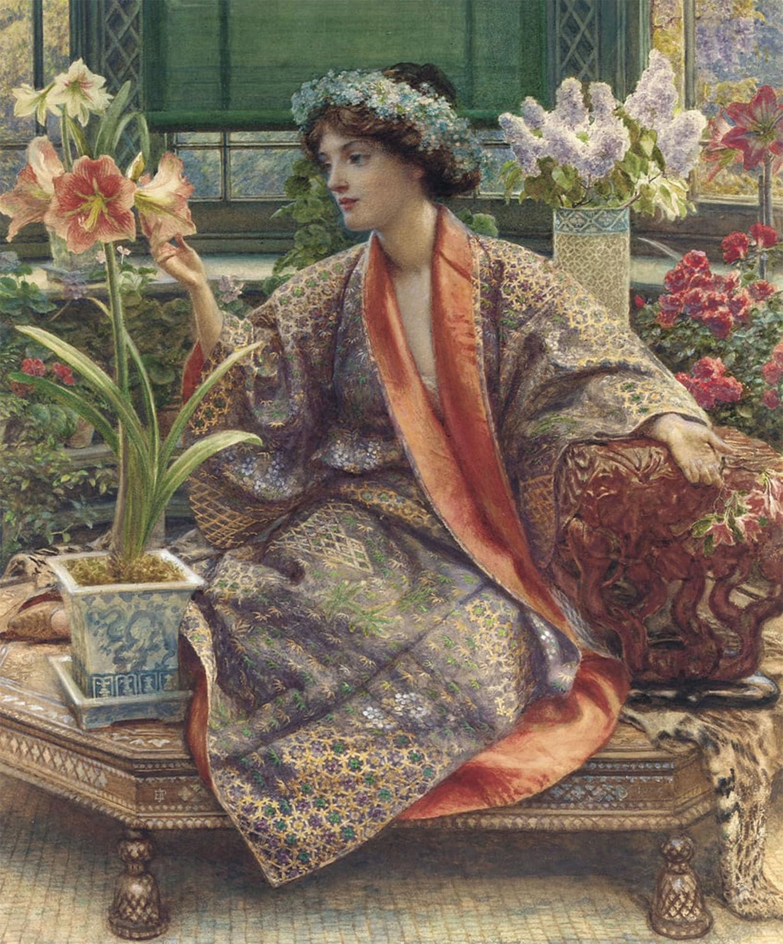 Posteriik No Frame Vintage Print Pop Art Landscape Artwork A Hot House Flower By Edward Poynter Art Prints For Office Home Decor 60X90cm