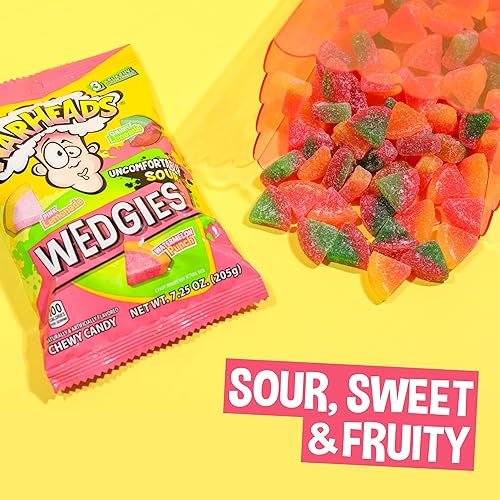 Miniatura 3 de WARHEADS Wedgies - Caramelo masticable agrio - Sabor a limonada rosa, limonada de cereza y ponche de sandía, bolsas de 4.5 onzas, paquete de 2
