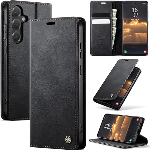 Cracedily Wallet Case for Samsung Galaxy S24 5G Leather Wallet Flip Cover with C