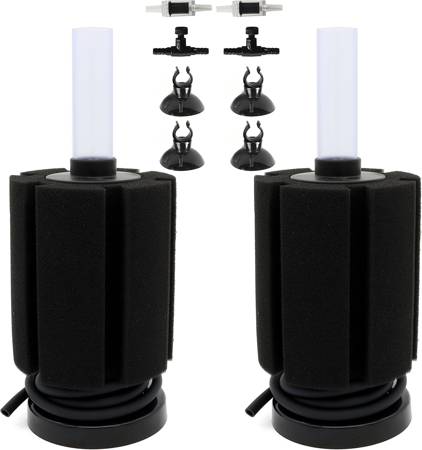 ALEGI Aquarium Sponge Filter with Air Stone, Airline Tubing for Betta, Nano, Shrimp, Fry Fish Tank (Middle up to 30Gal 2 Pcs)