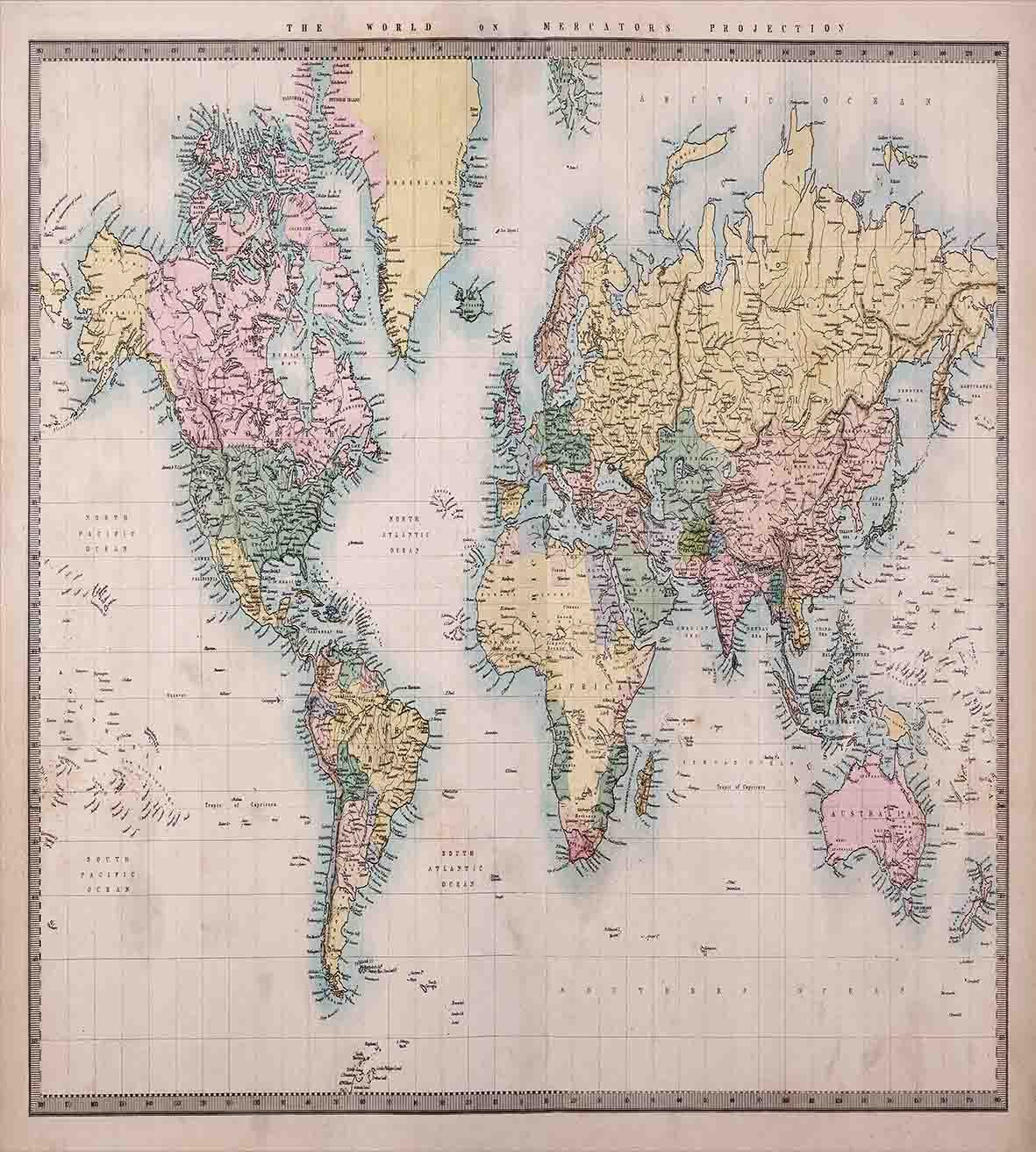 Ambesonne Vintage World Map Duvet Cover Set - King Size 3 Piece, Antique Style In Coffee & Cream